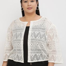 UnaOne Women Self Design Open Front Shrug-9