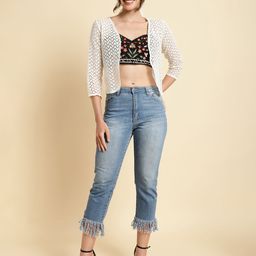 UnaOne Self Design Open Front Shrug-9
