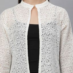 UnaOne Self Design Open Front Pure Cotton Shrug image 3
