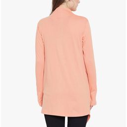 Hypernation Women Peach Open Front Asymmetric Hem Cotton Longline Shrug image 3