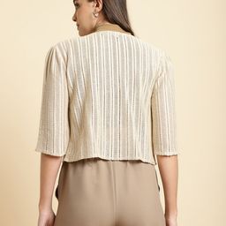 UnaOne Self Design Cotton Open Front Shrug image 4