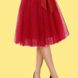 Klowvila Fashion Girls Net Knee Length Flared Skirt-picture-1
