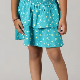 KiddoPanti Girls Polka Dot Printed Pure Cotton Layered Skirt-image-52