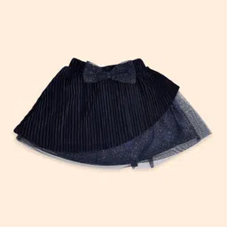 Pantaloons Junior Girls Navy Blue Solid Cotton Flared Skirt-picture-11