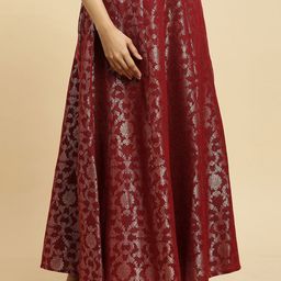 W Woven Design Zari Jaquard Flared Maxi Skirt-picture-10