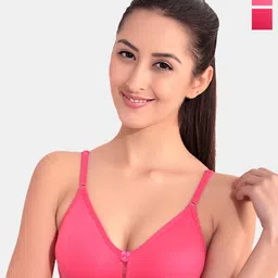 Floret Pack of 2 Non Padded Cotton T-shirt Bra - Medium Coverage-picture-45