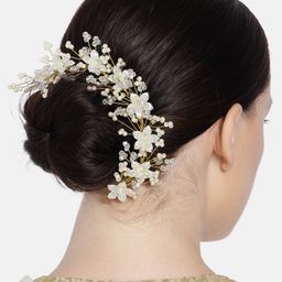 AccessHer Women Gold-Toned Beaded Wedding Hair Styling Tiara-42