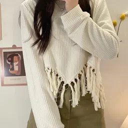 LULU & SKY Self Design Tassled Crop Top-picture-26