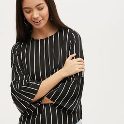 Harpa Women Black & White Striped Top-image-38