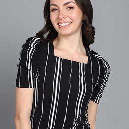 Mast & Harbour Striped Regular Crop Top-image-31