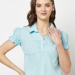 Crimsoune Club Puffed Sleeves Shirt Style Top-image-7