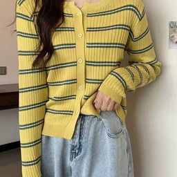 StyleCast Girls Yellow Horizontal Striped Shirt Style Top-image-67