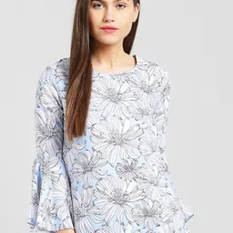 Be Indi Women Blue Floral Print Top-image-25
