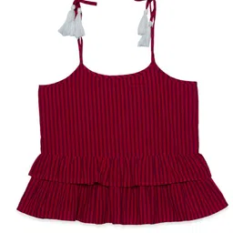 Hoop Hippo Maroon & Black Striped Spagetti Tassels Top-19