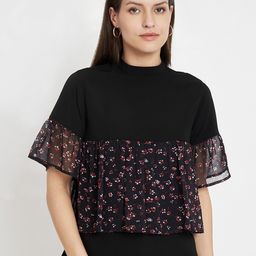 CHARMGAL Floral Printed High Neck Bell Sleeves Tiered Top-image-34