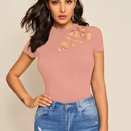Stylecast X Slyck Striped Round Neck Fitted Top-image-87