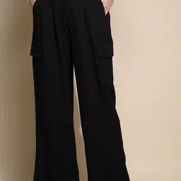 Global Republic Women Relaxed Straight Leg Wrinkle Free Pleated Trousers-image-26