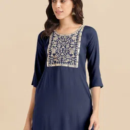 KALINI Floral Embroidered Straight Kurti-image-26