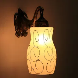 VAGalleryKing White & Black Textured Glass Elephant Design Cylinder Shaped Wall Lamp-picture-16