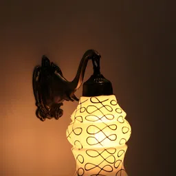 VAGalleryKing White & Black Textured Glass Elephant Design Cylinder Shaped Wall Lamp-picture-17