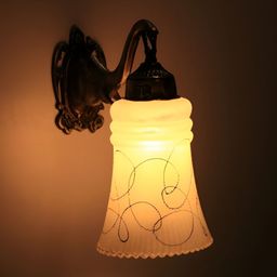 VAGalleryKing Black & White Textured Glass Elephant Design Bell Shaped Wall Lamp-image-42