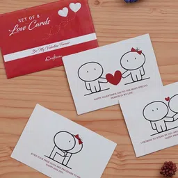eCraftIndia Red & White 8 Pcs Love Valentine Post Gift Card-15