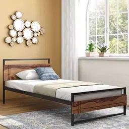 urban ladder Nerja Solid Wood Single Size Non Storage Bed in Teak Finish-picture-7