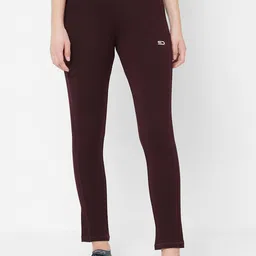 Sweet Dreams Women Burgundy Solid Pure Cotton Track Pants-49