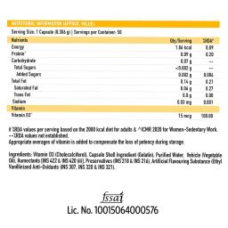 TrueBasics Vitamin D3 600iu,  50 capsules  Unflavoured  image 5