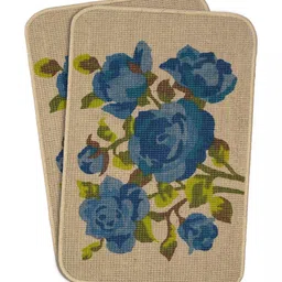 Saral Home 2Pcs Blue & Beige Printed Jute Anti-Skid Doormats-picture-22