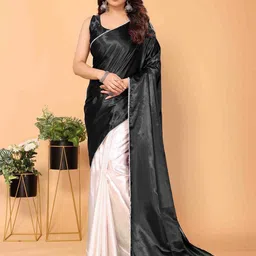 APNISHA Colourblocked Satin Half and Half Saree-image-79