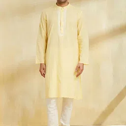 Fabindia Thread Work Mandarin Collar Pure Cotton Straight Kurta-18