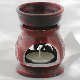 Brahmz Red Marble Aroma Diffuser with 2 Tealights & Rose Oil image 2