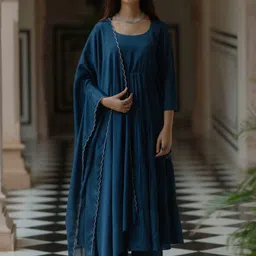 anayna Women Tiered Kurta with Trousers & With Dupatta-image-43