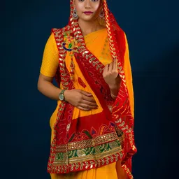 KCPC BANDHANI Embroidered Bandhani Dupatta with Beads and Stones-picture-2