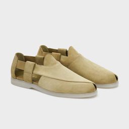 NAUVAB Men Summer Peshauri Sage Green Suede Shoe Style Sandals-image-33