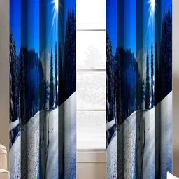 BELLA TRUE Blue & White 2 Pieces Abstract Printed Long Door Curtains-8