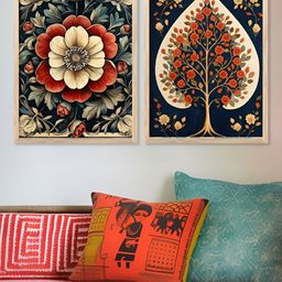 Kotart Navy Blue & White 2 Pieces Floral and Botanical Wooden Wall Arts-picture-19