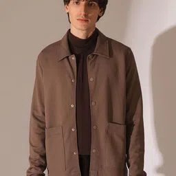 SELECTED Men Spread Collar Solid Cotton Casual Shirt-image-63