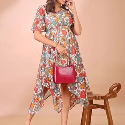 all about you Floral Print Bell Sleeve Chiffon Fit & Flare Dress-image-81