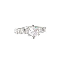 PRIVIU Rhodium Plated AD Stones Studded Adjustable Finger Ring-image-38