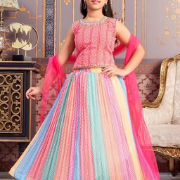Sangria Girls Beads Embroidered Lehenga Choli With Dupatta-14