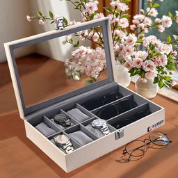 Kuber Industries Cream-Colored & Grey 6+3 Slots Wrist Watch Organiser-38