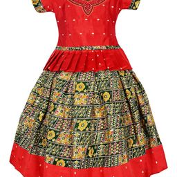 AMIRTHA FASHION Girls Embroidered Sequinned Foil Print Ready to Wear Lehenga & Blouse-18