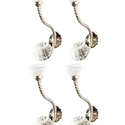 Indianshelf Transparent  & Silver toned 4 Pieces Textured Metal Utility Hooks-41