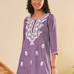 ZOLA Women Floral Embroidered Thread Work Straight Kurti-image-43