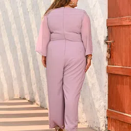 PrettyPlus by Desinoor.com Plus Size Lilac Jumpsuit with Flared Slit Sleeves image 5