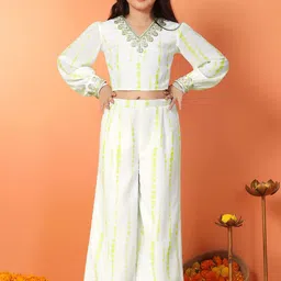 FASHION DREAM Girls Ethnic Motifs Embroidered Regular Sequinned Top with Palazzos-picture-55