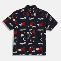 Tommy Hilfiger Boys Spread Collar Conversational Printed Cotton Casual Shirt-image-11