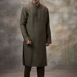 Rivaar By Rocky Star Yoke Design Embellished Mandarin Collar Straight Kurta With Pyjamas-image-51
